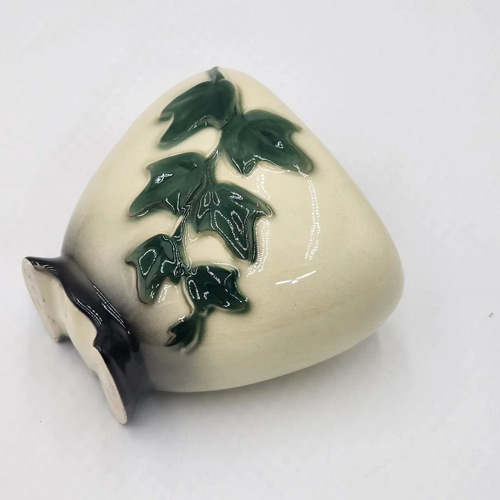 Vintage Royal Copley Ivy Leaf Planter Cream Green Footed Ceramic Unmarked 4.5
